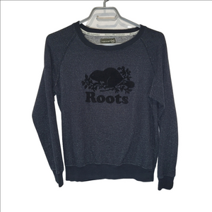 Roots Black Crew Neck Sweater with Classic Design